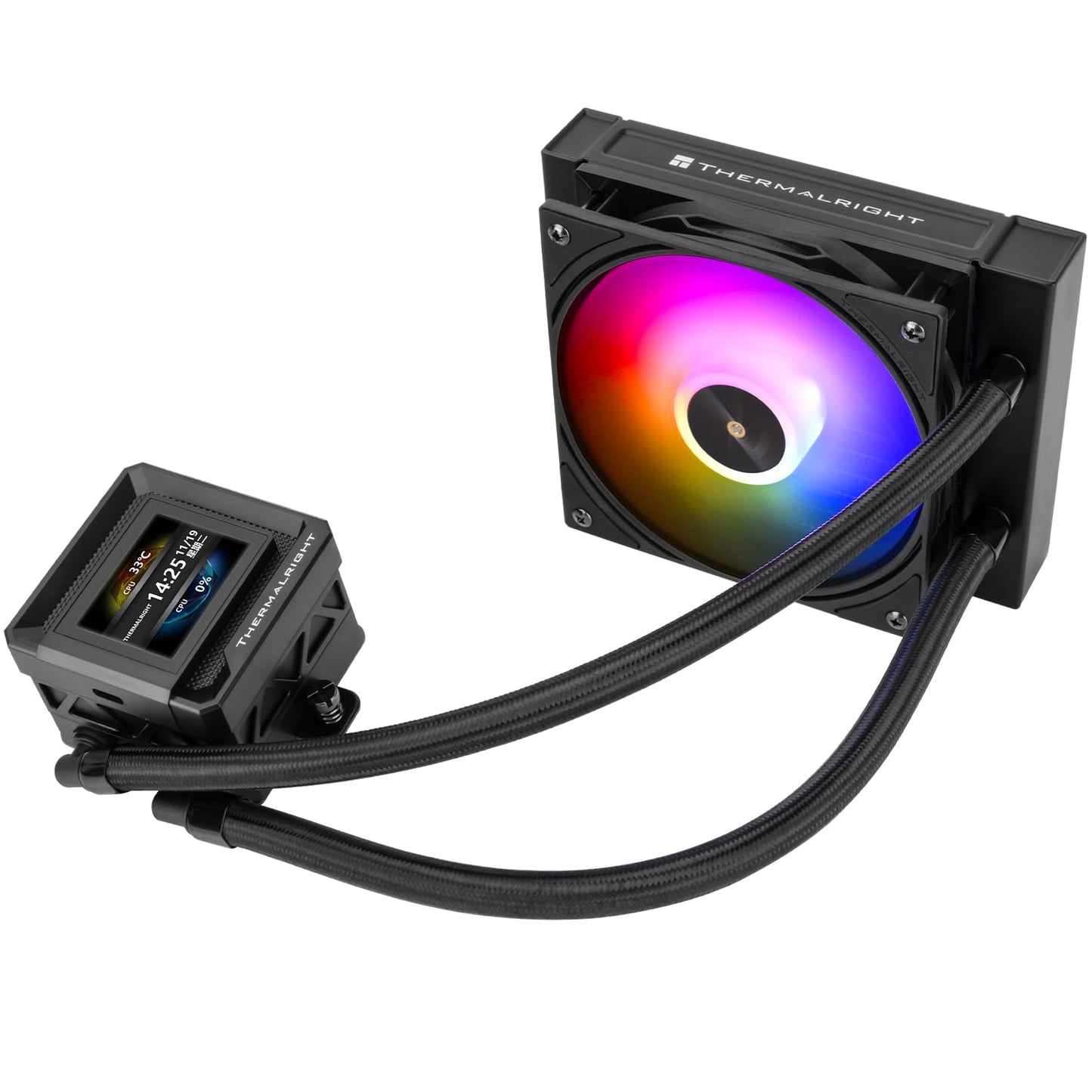 Thermalright FW SE 120 ARGB Black AIO Water Cooler, Liquid CPU Cooler, 2’’ LCD Screen-320x240 Resolution, 2000RPM High Speed,Compatible
