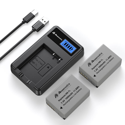 Powerextra NB-7L 2-Pack 1600mAh 7.4V Battery and Charger for Canon PowerShot G10 G11 G12 SX30 is Digital Camera
