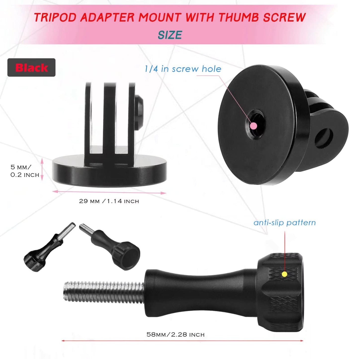 Niewalda Alumium Tripod Mount Adapter, Gopro Threaded Adapter,Action Camera Tripod Adapter Compatible with GoPro Max, GoPro Hero, DJI Osmo Action