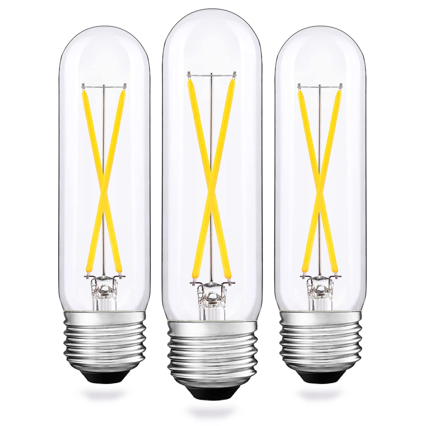 T10 Led Bulb, Dimmable 2W Tubular Chandelier Bulb, 25Watt Equivalent Ceramic Christmas Tree Bulbs, 5000K Daylight, Clear Glass, Antique E26 Light