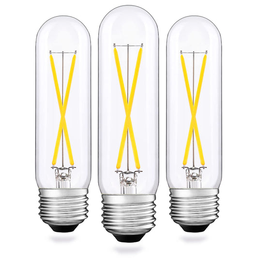 T10 Led Bulb, Dimmable 2W Tubular Chandelier Bulb, 25Watt Equivalent Ceramic Christmas Tree Bulbs, 5000K Daylight, Clear Glass, Antique E26 Light