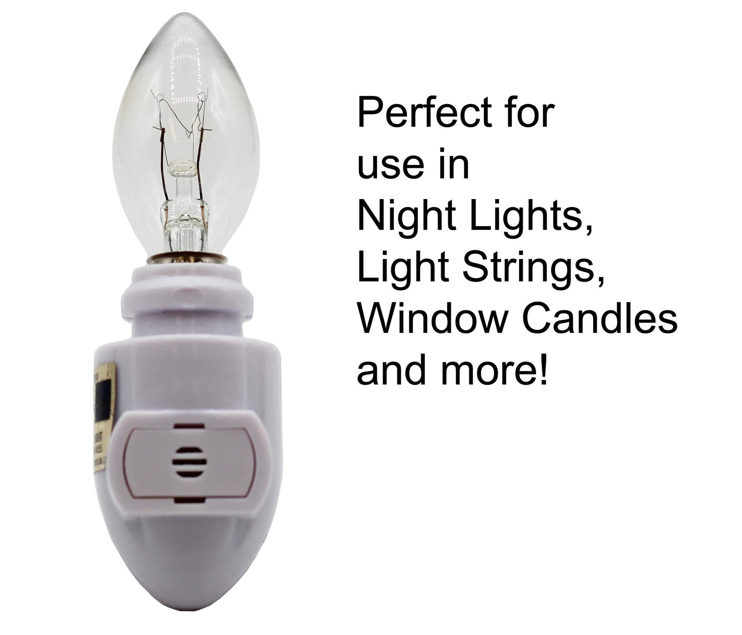 Creative Hobbies 7 Watt, 130V C7 Night Light, 40 Lumens, Long Life, Clear, E12 Candelabra Base, C7 Replacement Bulbs, Incandescent Light Bulb | 25