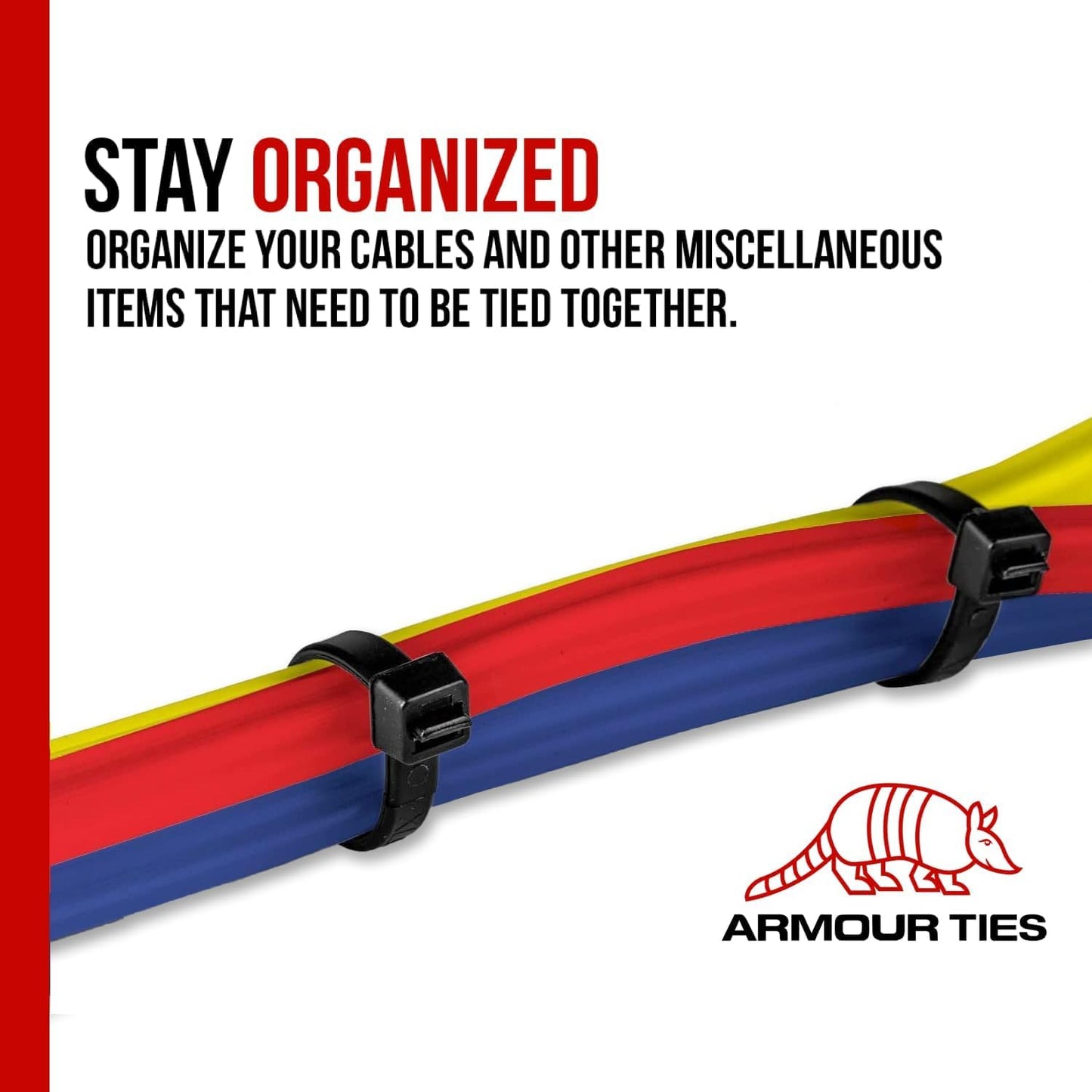 11-inch Black Zip Ties Heavy Duty UV Resistant Nylon Cable Ties, 50lb Tensile Strength, 100-Pack - Durable Wire Ties, Heavy Duty Tie Straps Indoor