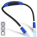 Vekkia Rechargeable LED Neck Reading Light, Book Lights for Reading in Bed, 3 Brightness Levels, Flexible Soft Silicone Arms Comfortable Wear, Long