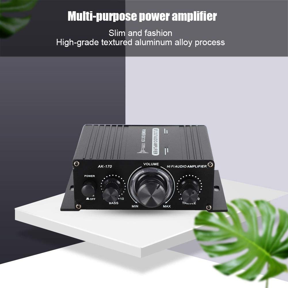 AK170 Mini Power Amplifier 20W+20W 47K Resolution 12V Power Amplifier with Low Distortion Rate for Audio Adopt High Grade Woven Aluminum Alloy