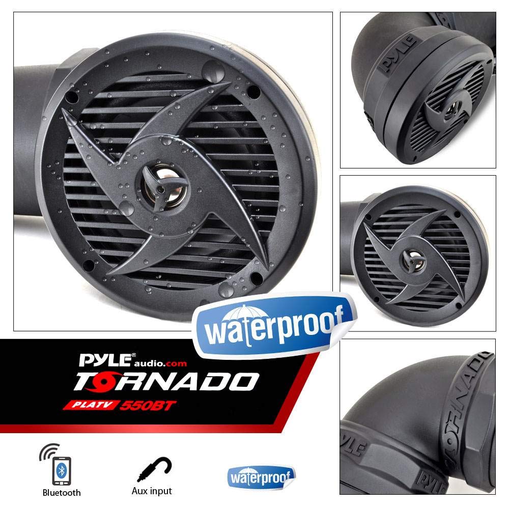Pyle Waterproof Marine ATV Powered Speakers - 500W UTV Bluetooth Sound System All-Terrain Sound ATV Speakers w/ AUX 3.5mm, 6.5” Dual Audio Sound