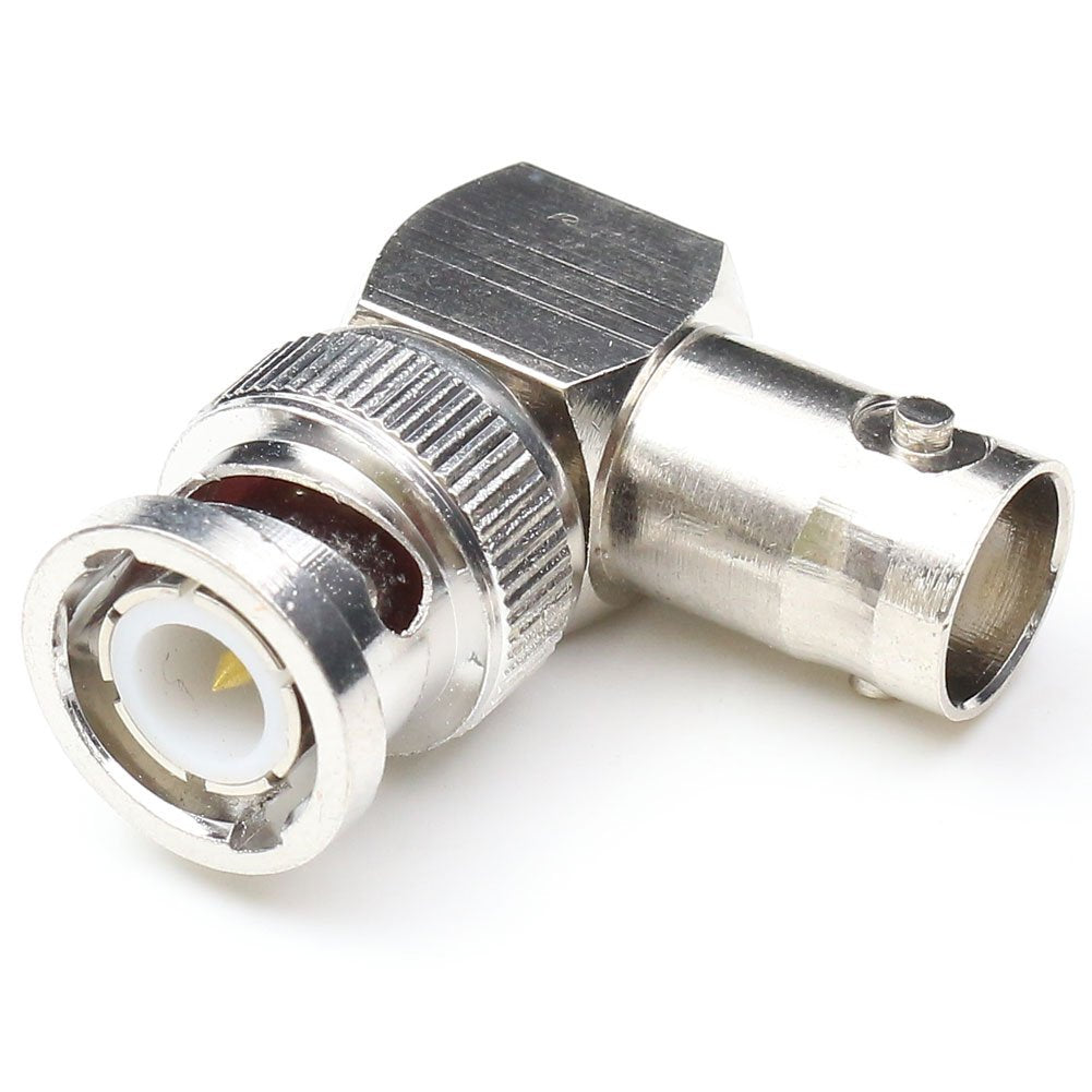 ANHAN BNC Male to Female Right Angle Connectors, Coax Cable Adapters, 90 Degree RF Coaxial Connector for CCTV (2 Packs)