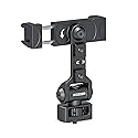 ROZOER 360° Phone Clip Mount with 1/4"-20 Screw & Locating Pins for Arri, Rotatable Phone Holder with 3 Cold Shoes for LED Lights, Mics