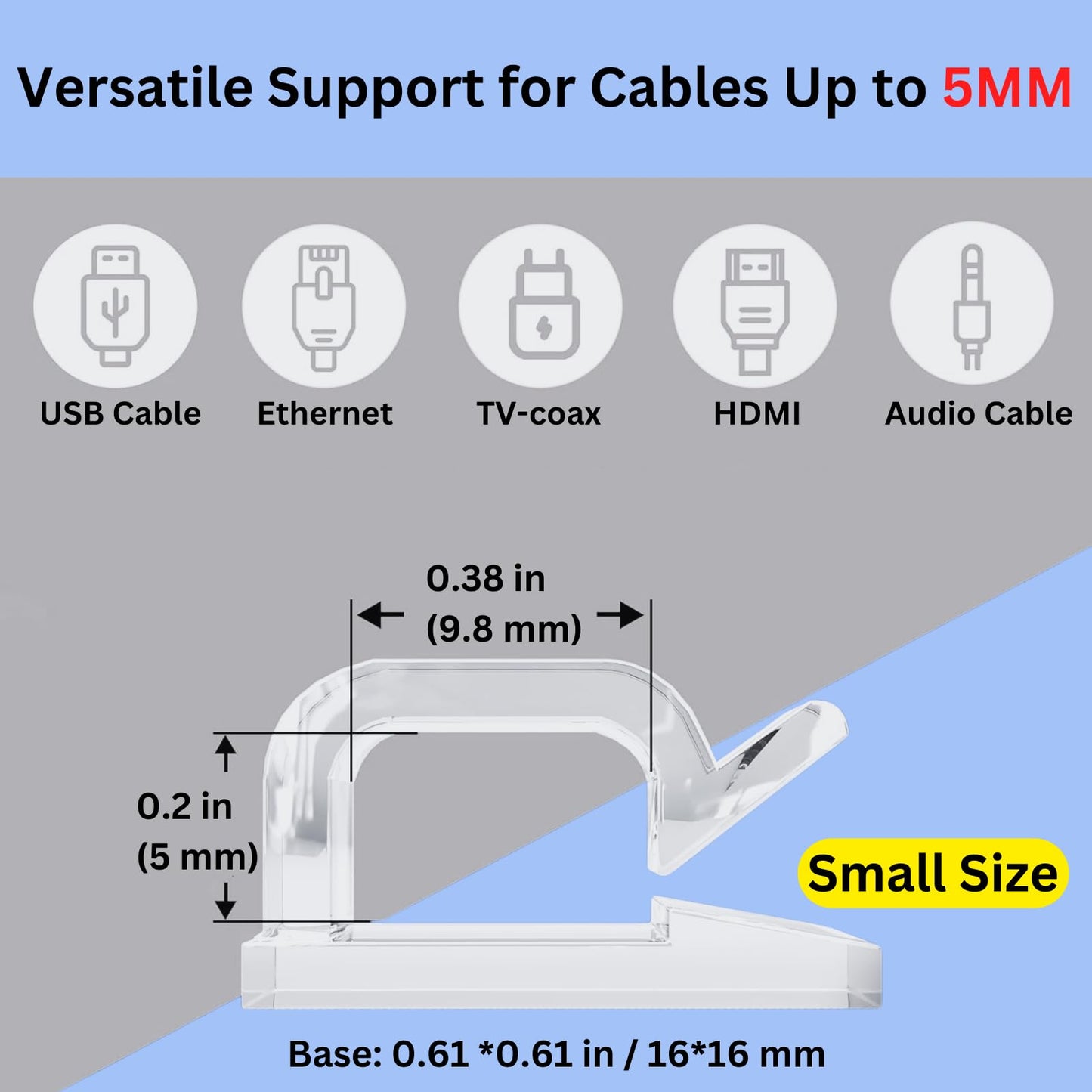 [100Pcs] Outdoor Light Clips, Adhesive Cable Clips for Wall, Wire Holder Cable Management Cord Organizer Hooks, Christmas Light Clips for Outside