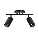 Globe Electric 64000114 2-Light Track Lighting Spotlight, Matte Black Finish, Ribbed Shades, Adjustable Heads, Compact 12-Inch Fixture, GU10 Base