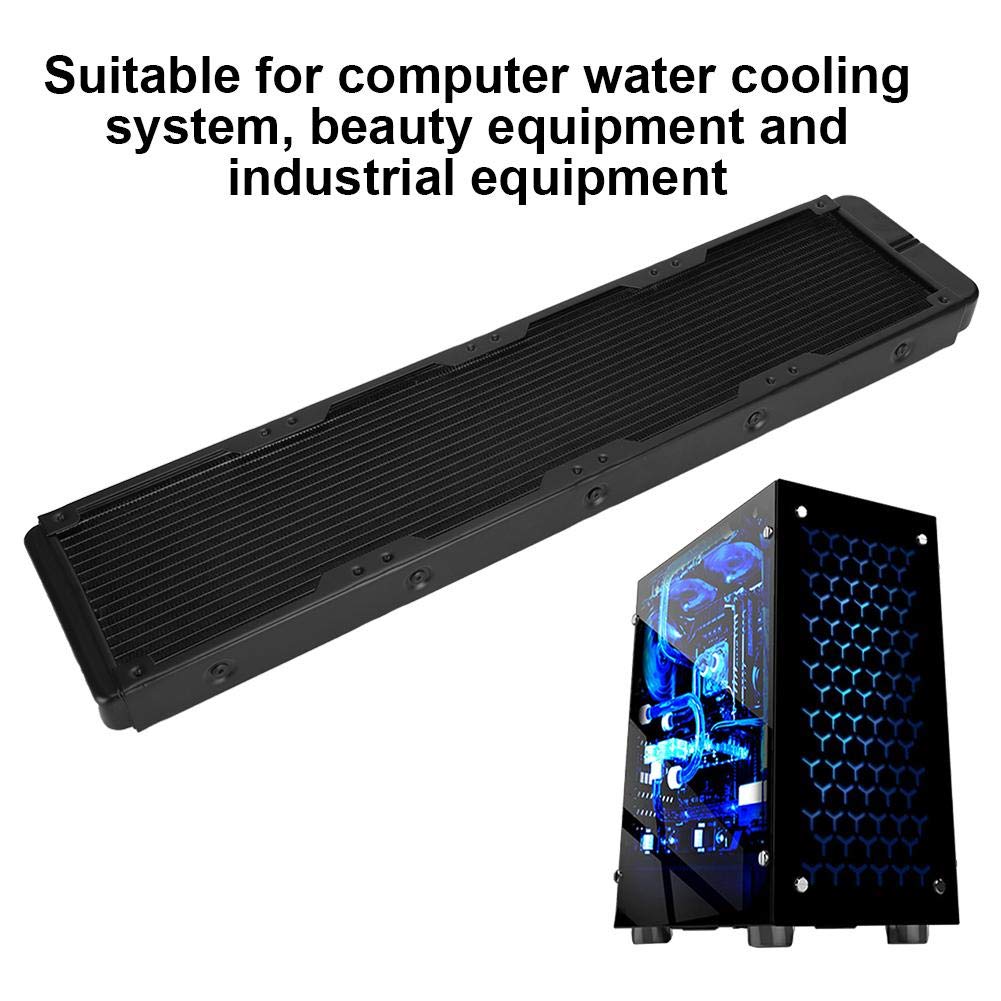 Computer Heat Exchanger Radiator, G1/4 Thread 480mm Water Cooling Radiator 18-Tubes Aluminum Alloy Heat Exchanger Computer for Cooling System