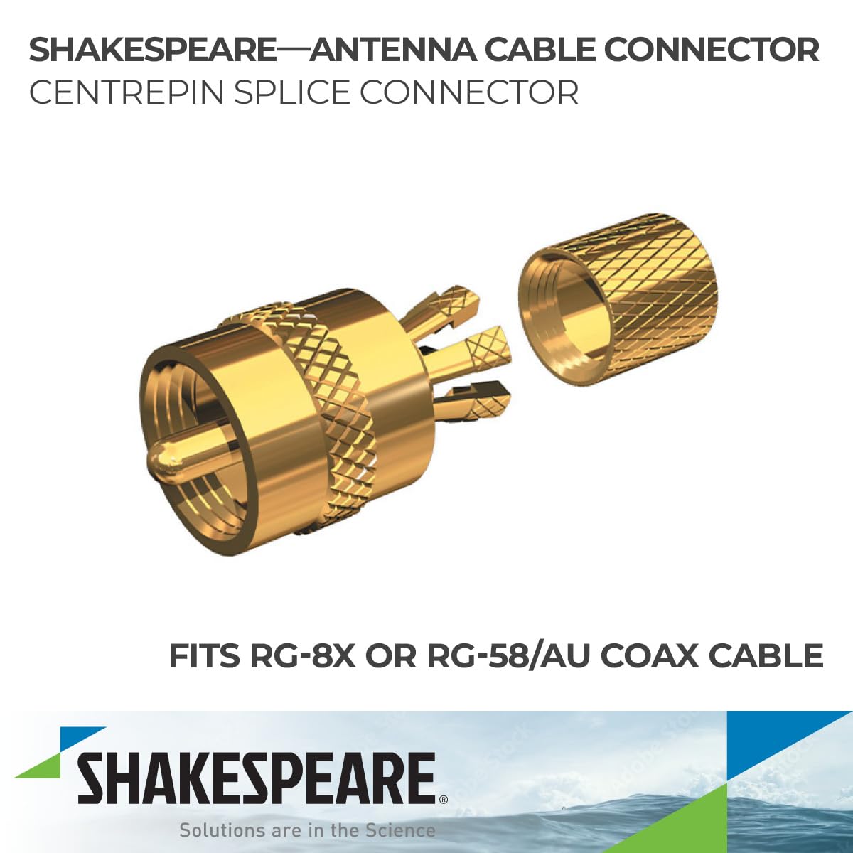 Shakespeare PL-258-CP-G Marine Center Pin Splice Connector , Gold