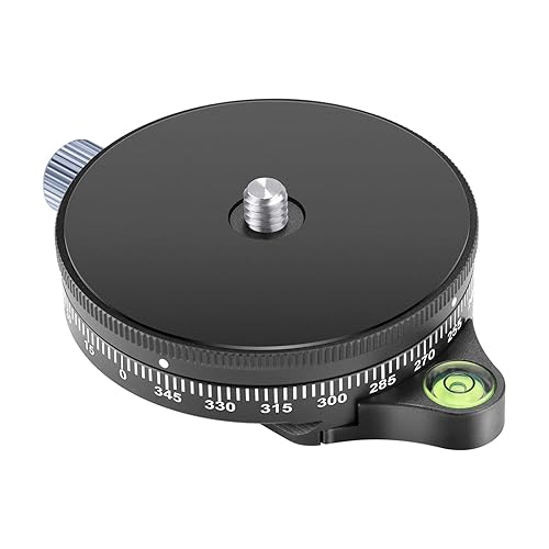 Neewer Camera Panoramic Panning Base with Style Plate, 3/8-inch Screw Aluminum Alloy Panorama Ball Tripod Head with Bubble Level for Tripod Monopod