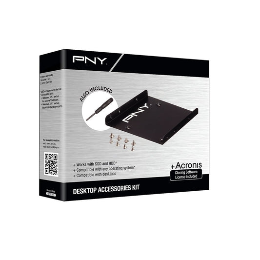 PNY Mounting kit for SSD or HDD 2.5 "Internal Bay, USB 3.0 Enclosure and cloning Software.