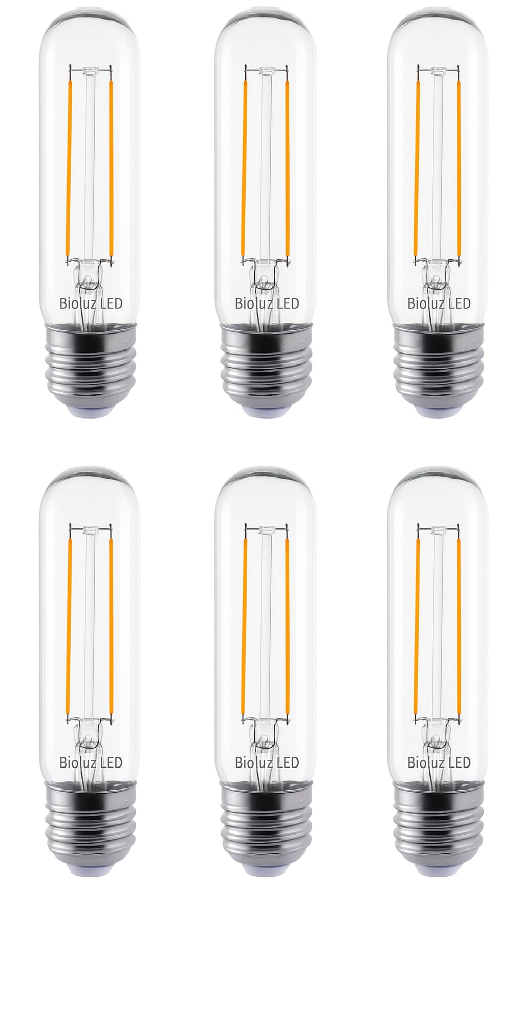 Bioluz LED 94 CRI T10 LED Bulb 40W (Uses only 5W) E26 Base Filament Bulb Soft White 3000K T10 LED Edison Bulb Works with Dimmable or Non-Dimmable
