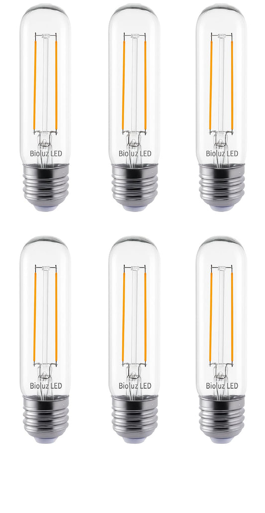 Bioluz LED 94 CRI T10 LED Bulb 40W (Uses only 5W) E26 Base Filament Bulb Soft White 3000K T10 LED Edison Bulb Works with Dimmable or Non-Dimmable