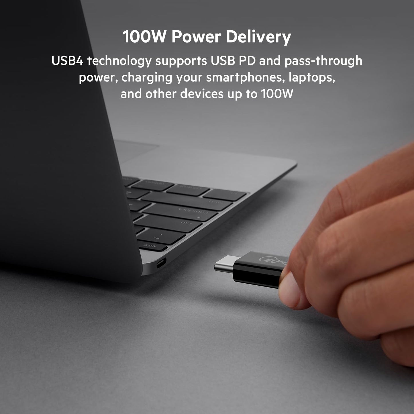 Belkin USB 4 Cable, 2.6ft (0.8m) USB IF Certified with Power Delivery up to 100W, 40 Gbps Data Transfer Speed and Backwards Compatible
