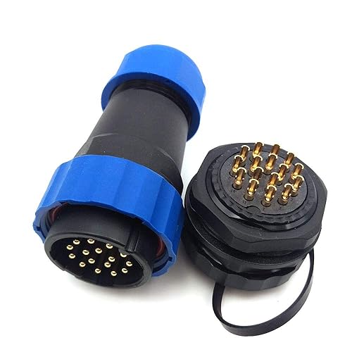 SZJELEN SD28 28MM IP68 16Pin Panel Mount Waterproof Wire Connector,Industrial Power Cable Connector (16-Pin, Panel Mount-Plug(Male)&Socket(Female))