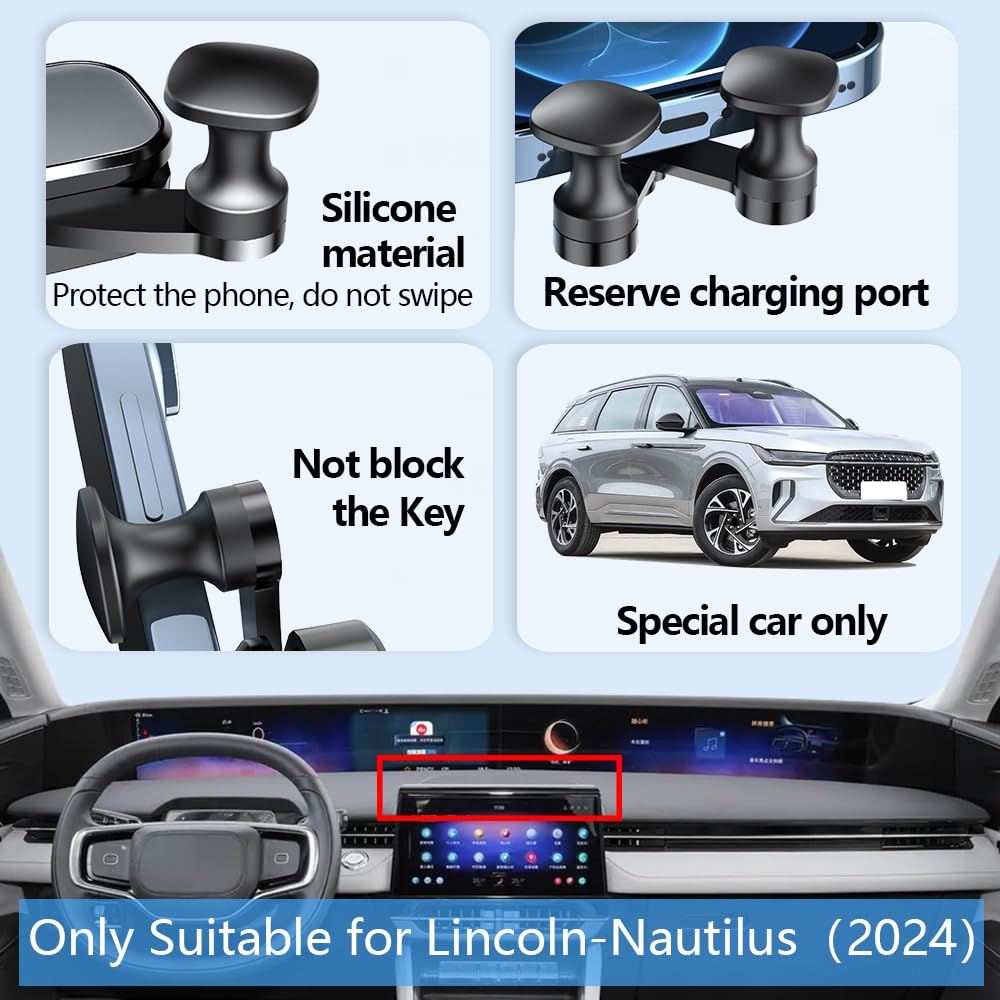 LUNQIN Car Phone Mount Holder for Lincoln Nautilus 2024 2025 2026 Auto Accessories Navigation Screen Bracket Interior Decoration Mobile Cell
