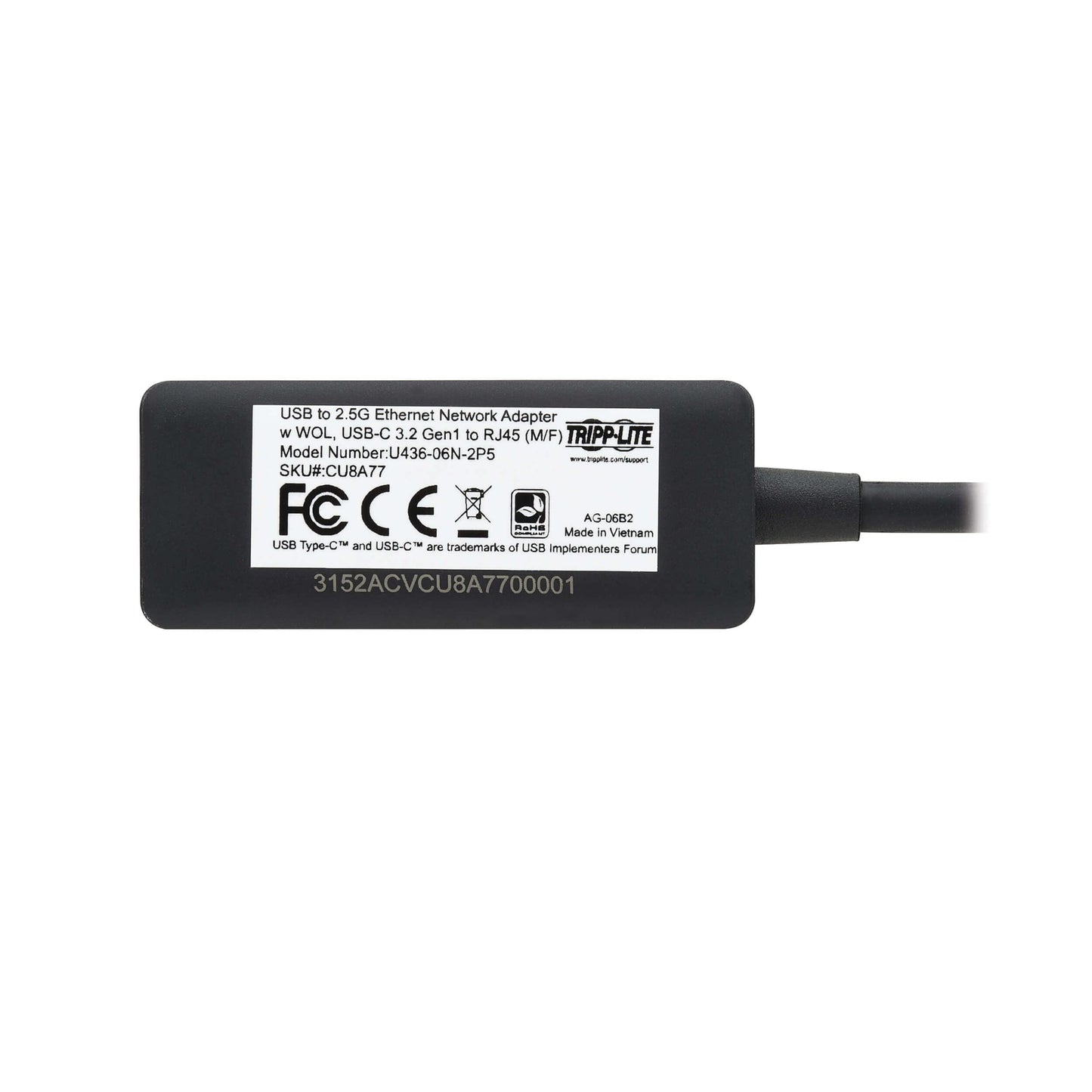Tripp Lite USB-C to RJ45 Gigabit Ethernet Network Adapter Up to 2.5 Gigabits Per Second Network Speed - Windows, macOS, Chrome & Linux Widely