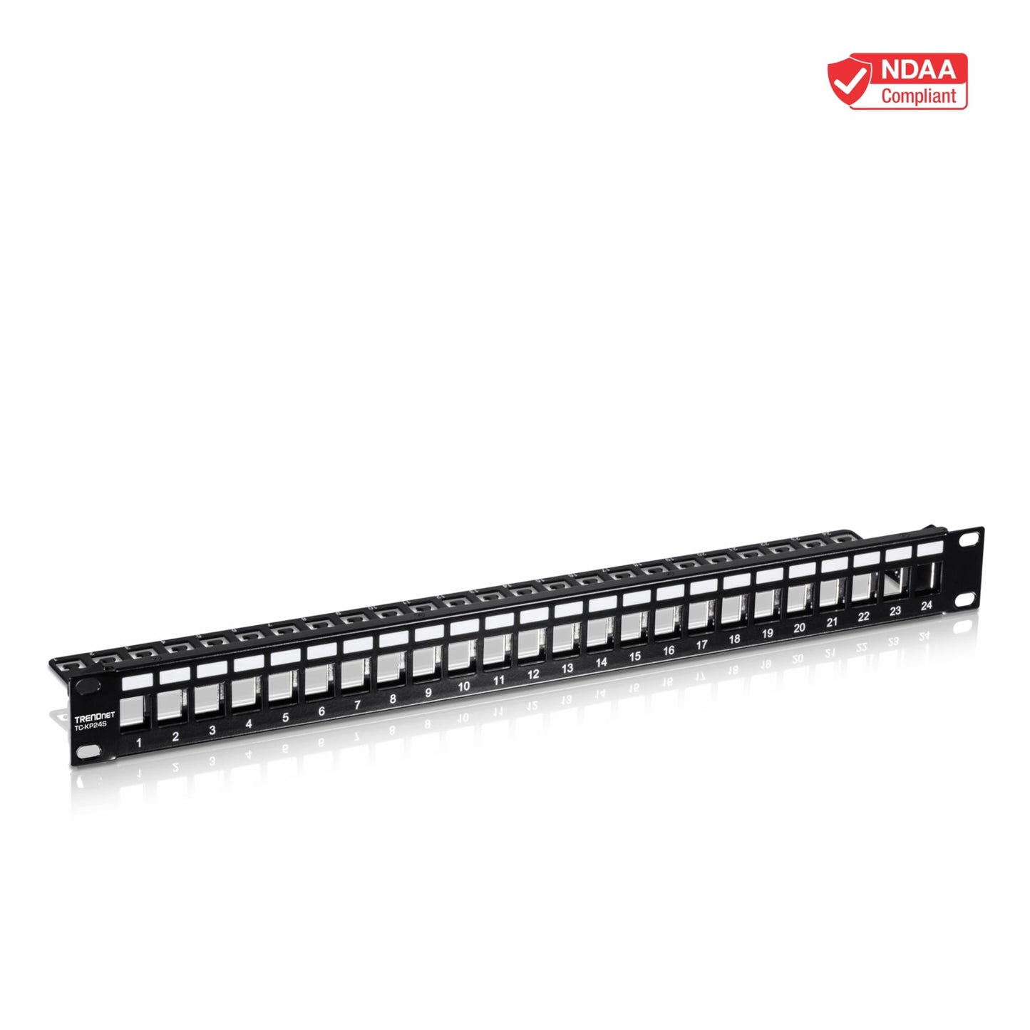 TRENDnet 24-Port Blank Keystone Shielded 1U Patch Panel, 1U 19" Rackmount Housing, Protects Against EMI/RFI Noise, Recommended with TC-K06C6A Cat6A