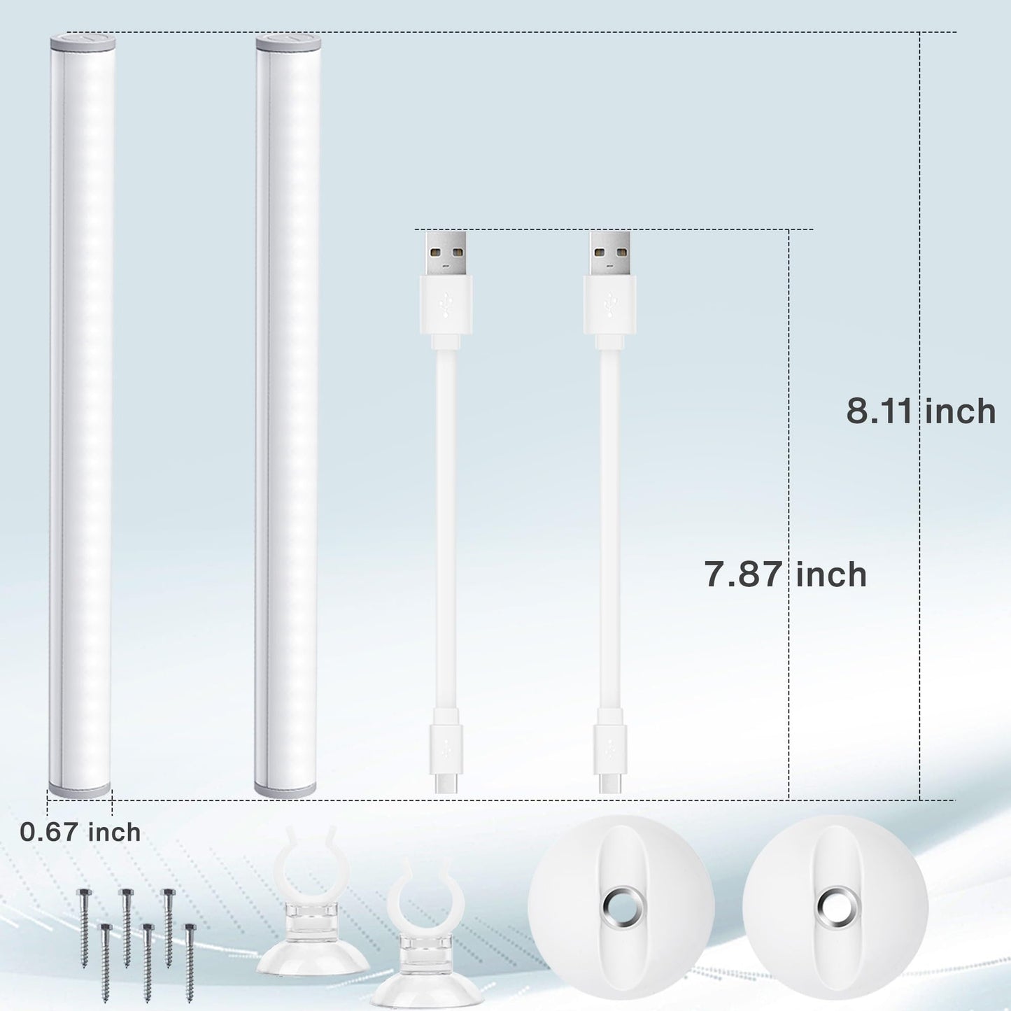 Benature LED Mirror Lights Portable Rechargeable Vanity Light 3 Brightness Touch Control Makeup Light for Bathroom Dressing Room 2 Packs