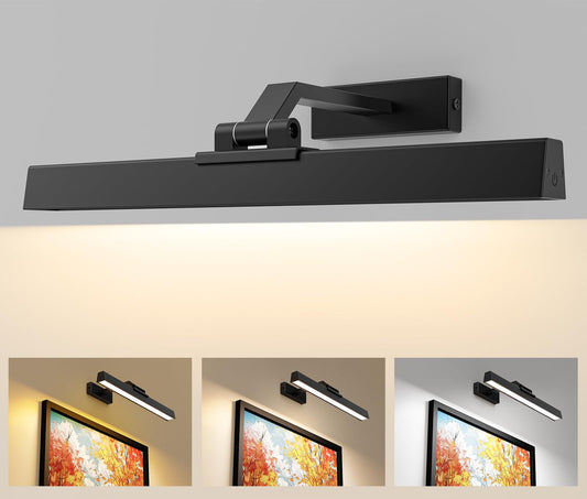 Picture Lights for Wall, Battery Operated Picture Light 16in Gallery Light for Paintings CCT Dimmable Recharging Battery Wall Light with Remote