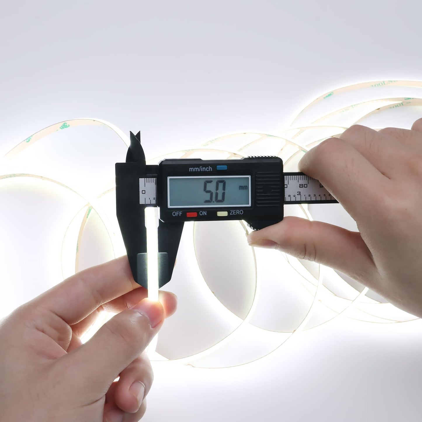 TOPAI 24V Thin 5mm COB LED Strip Light 6000K Bright White 16.4ft 4000Lm CRI>90 Uniform Dotless 400LEDs/M Adhesive Flexible Cuttable LED Tape for DIY