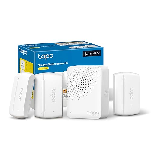 Tapo Door Sensor Starter KIT, Matter Compatible, 3X Smart Door Window Contact Sensor and 1x Smart Hub with Built-in Chime, Smart Automation, Real-Time