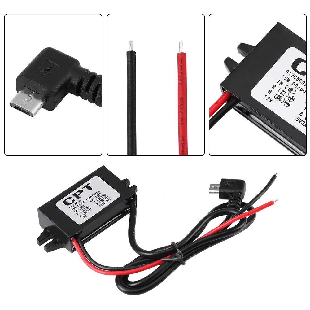 DC-DC 12V to 5V 3A Micro USB Converter 15W Voltage Step Down Regulator USB Power Adapter for Car Smartphone (Converter 2)