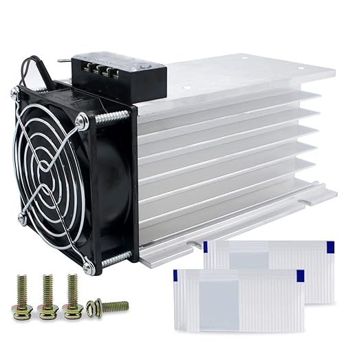 LCLCTC SSR Heat Sink with 120v Fan for Three 3 Phase Solid State Relay 10-100A;Radiator;Heatsink;Suitable for 40A 60A; Aluminum etc. (Heat Sink)
