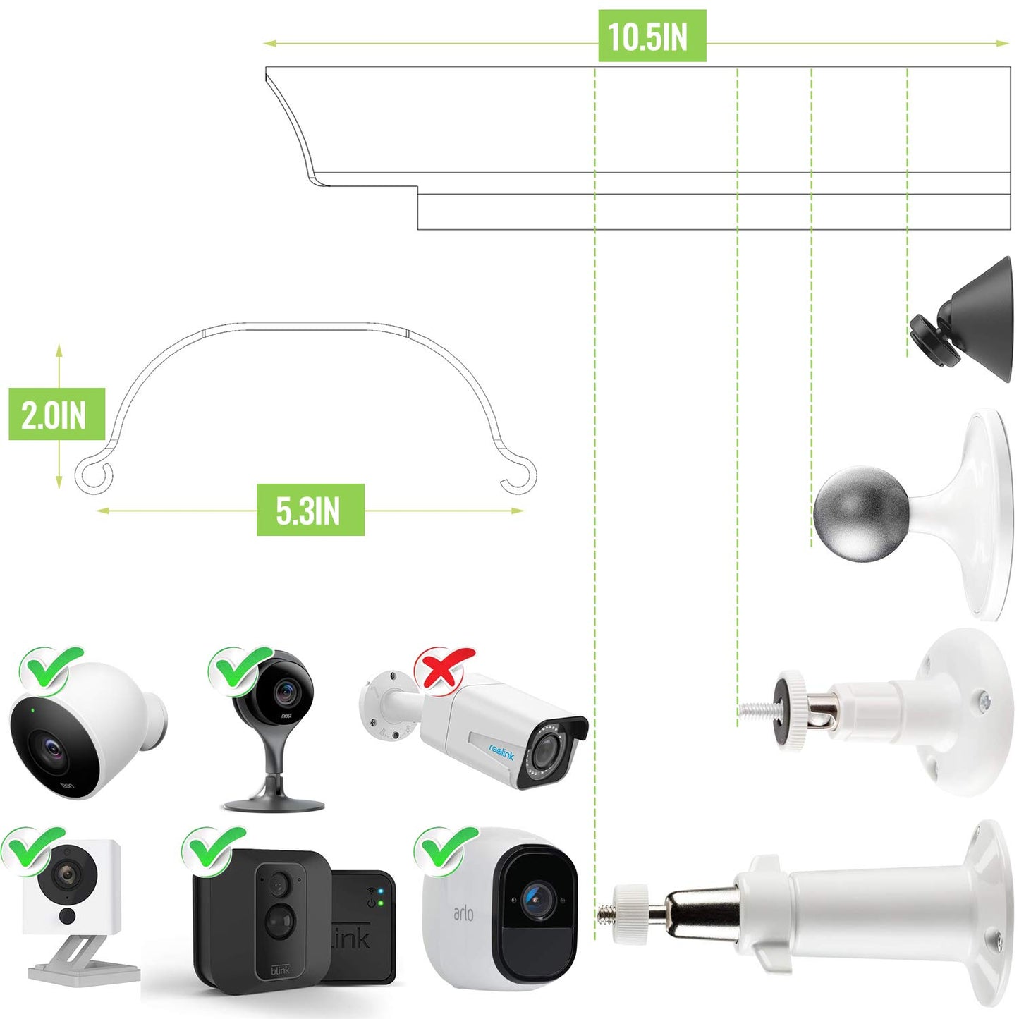 Uogw Sun Rain Shade Camera Cover Shield Works for Blink XT,XT2,(3rd Gen) XT3,XT4 (4th Gen),Arlo,Arlo Pro,WyzeCam,Nest,Ring,Protective Roof for Outdoor