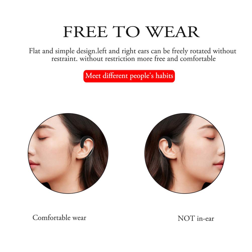 3C Light Ear Hook Wireless Bluetooth Headphone,Painless Wearing Single Ear Bluetooth Earpieces with Mic,Lightweight Non Bone Conduction Headsets