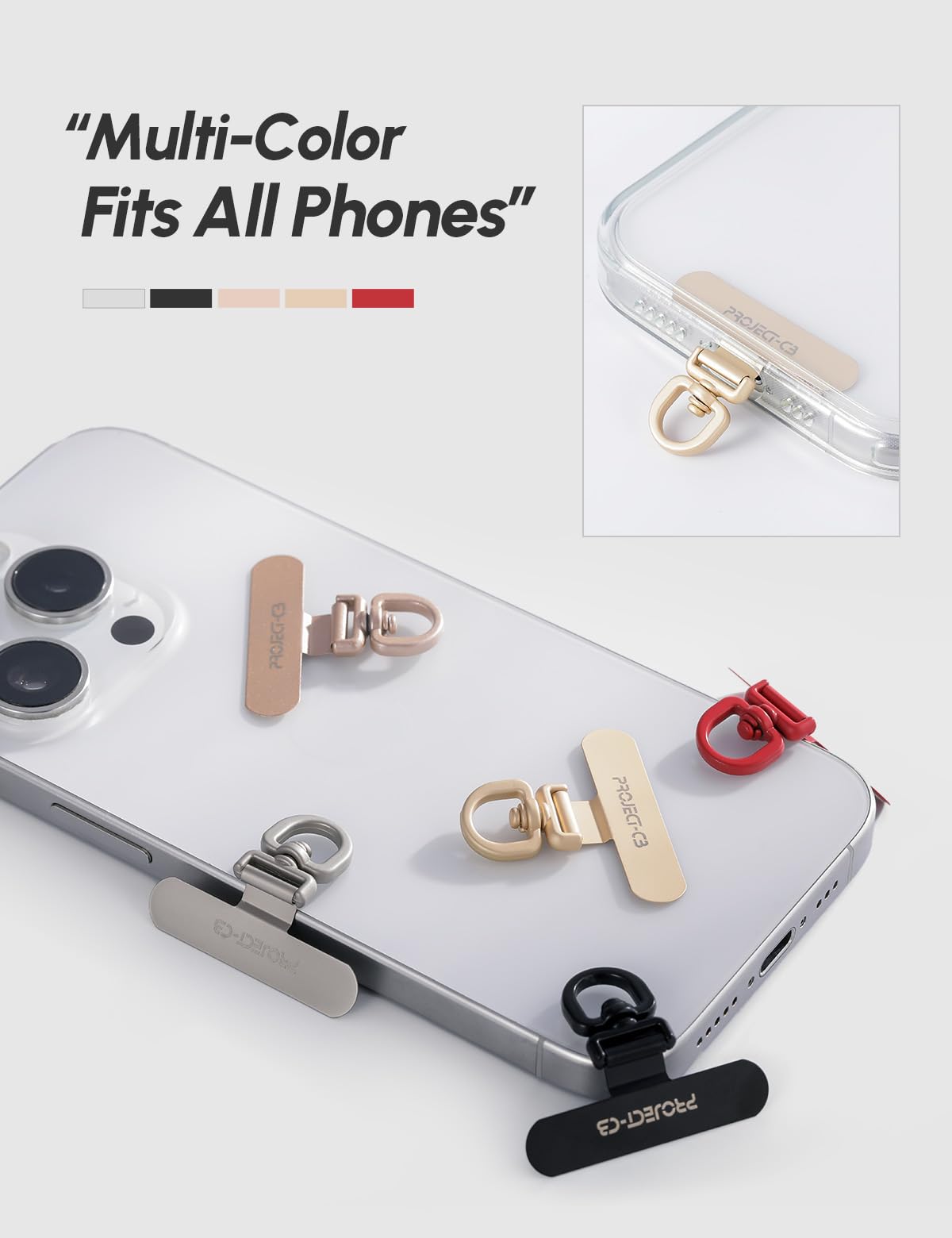 project-cb Phone Lanyard Tether Tab,Phone Strap Metal Patch,Universal Phone Lanyard Tether Patch Without Adhesive (Black)