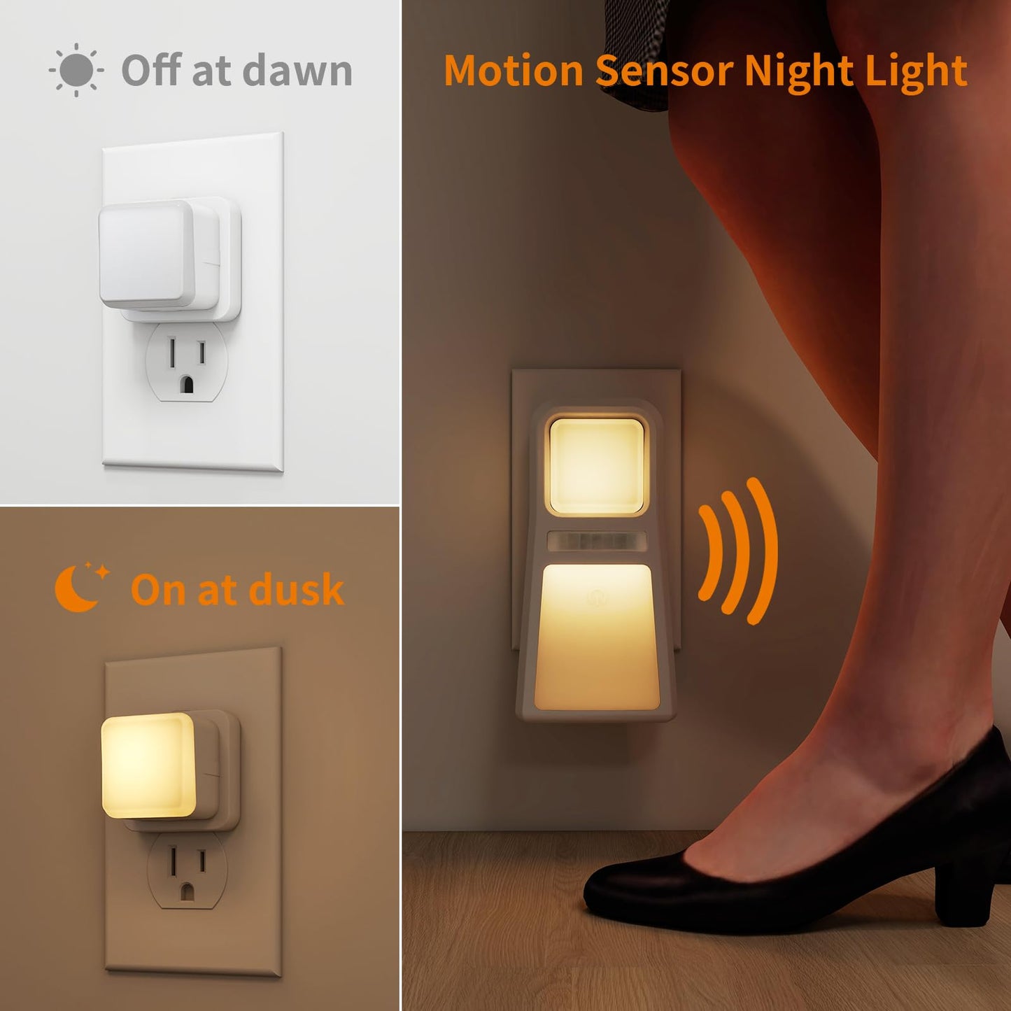 Dawnrise 3 Pack 5-in-1 Power Failure Night Light, Multifunctional Motion Sensor Nightlights, Plug in Night Lights, Emergency Lights