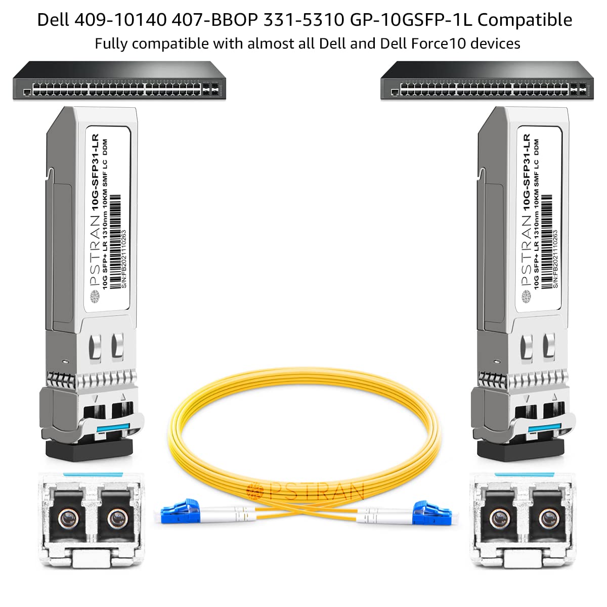 OPSTRAN 10GBASE-LR SFP+ Optical Transceiver Module Compatible with Dell 409-10140 407-BBOP 331-5310 Dell Force10 GP-10GSFP-1L 10G SFP+ LR 1310nm 10km