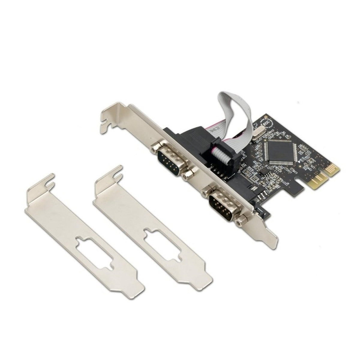 Dual Port Serial Industrial DB9 COM RS232 PCIe X1 Card for Desktop PC with Low Bracket Moschip MCS9922 SD-PEX15022