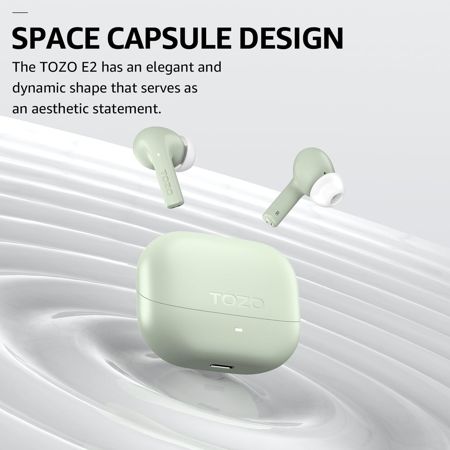 TOZO E2 Wireless Earbuds with 2 Mics AI Call Noise Cancellation, 10mm Drivers with Powerful Bass, App Customize 32 EQs, 30H Playtime, Bluetooth 5.3