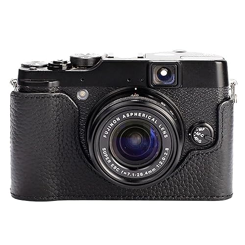 DBZZ Handcrafted Genuine Leather Camera Case Retro Style Half-Wrap Camera Case For FUJIFILM X10 X20 (Black)