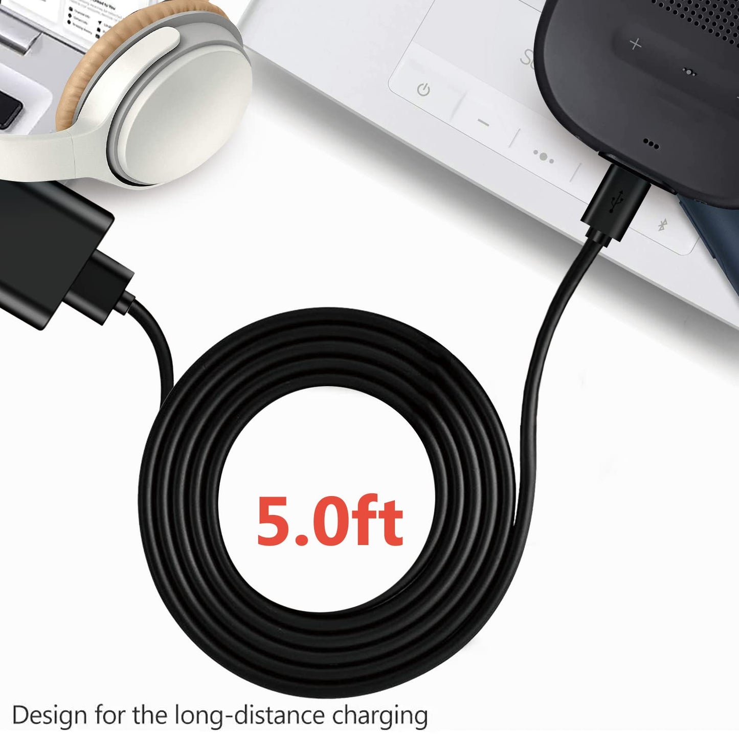 Replacement Roku Voice Remote Charger 5V USB Power Cord Fit for Roku Voice Remote Pro Rechargeable Voice Remote, Roku Micro USB power Cord 1