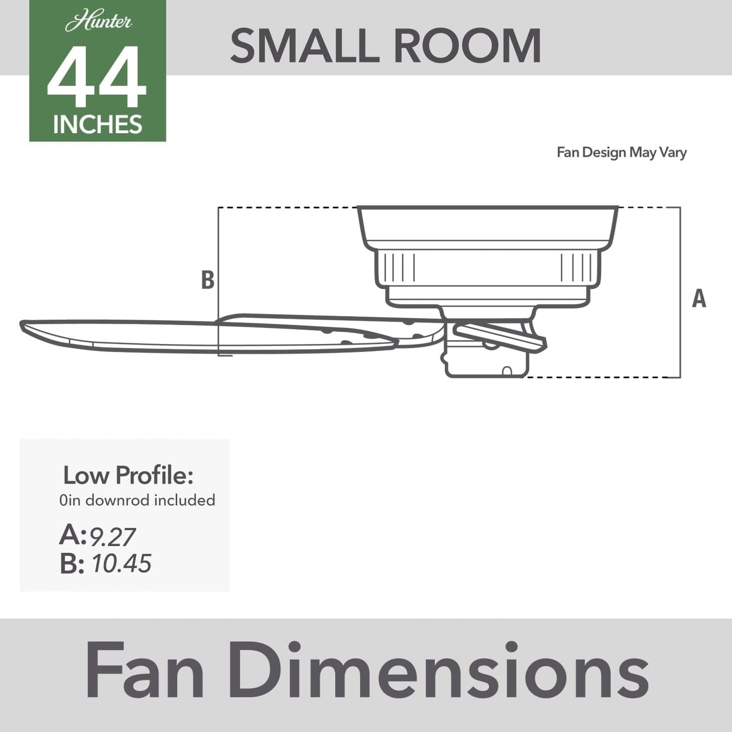 Hunter Fan 44 inch Ceiling Fan with Pull Chain and No Light, Outdoor or Indoor Matte Silver Ceiling Fan for Porch, Living Room, Office, Kitchen