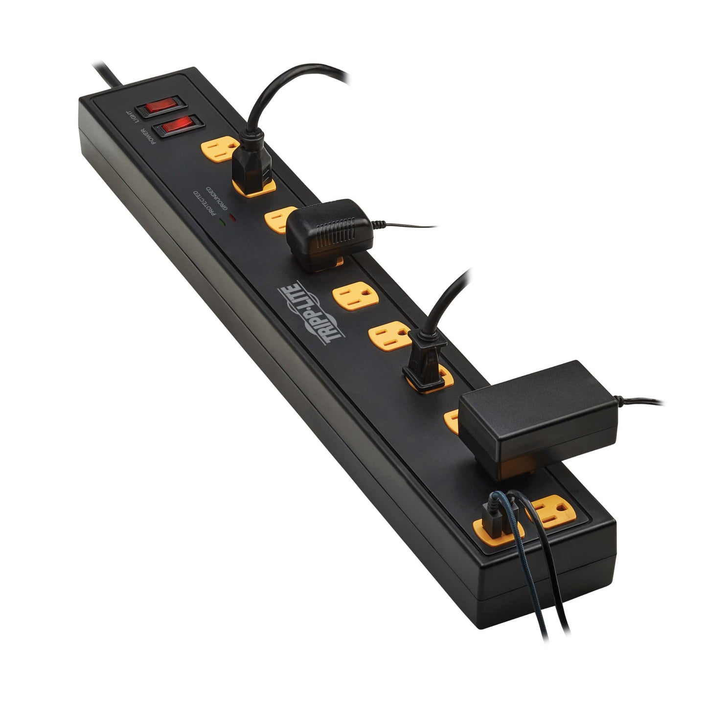Tripp Lite Heavy Duty Surge Protector Power Strip with Work Lights, 10-Outlets for Industrial & Garage, 2 USB Ports, 6ft Power Cord, 1350 Joules