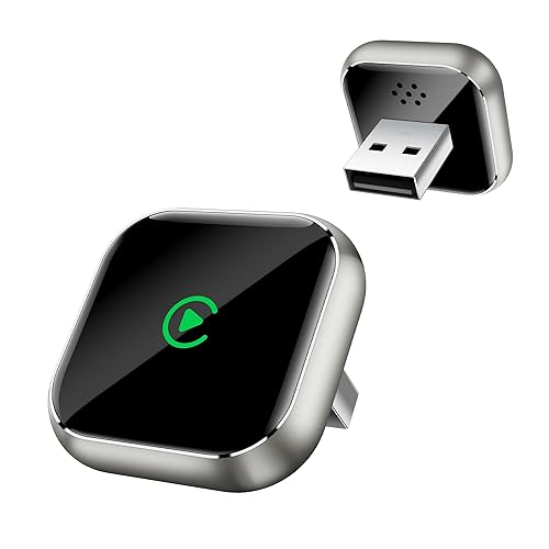 Wireless CarPlay Adapter for Apple iPhone - Upgrade Wired CarPlay to Wireless Device, Mini T-Shaped for Car USB Plug and Play Auto Reconnect, for GPS