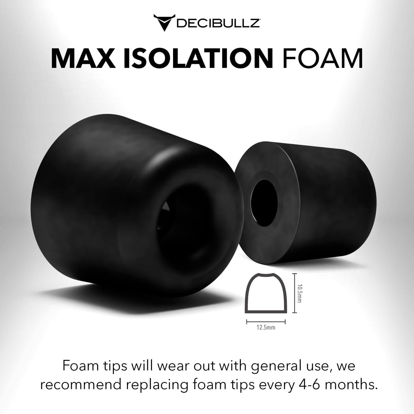 Decibullz Custom Molded Memory Foam Earbud Tips - 5 Pack Medium | Comfortable Ear Bud Replacement Tips for Earphones & Earplugs