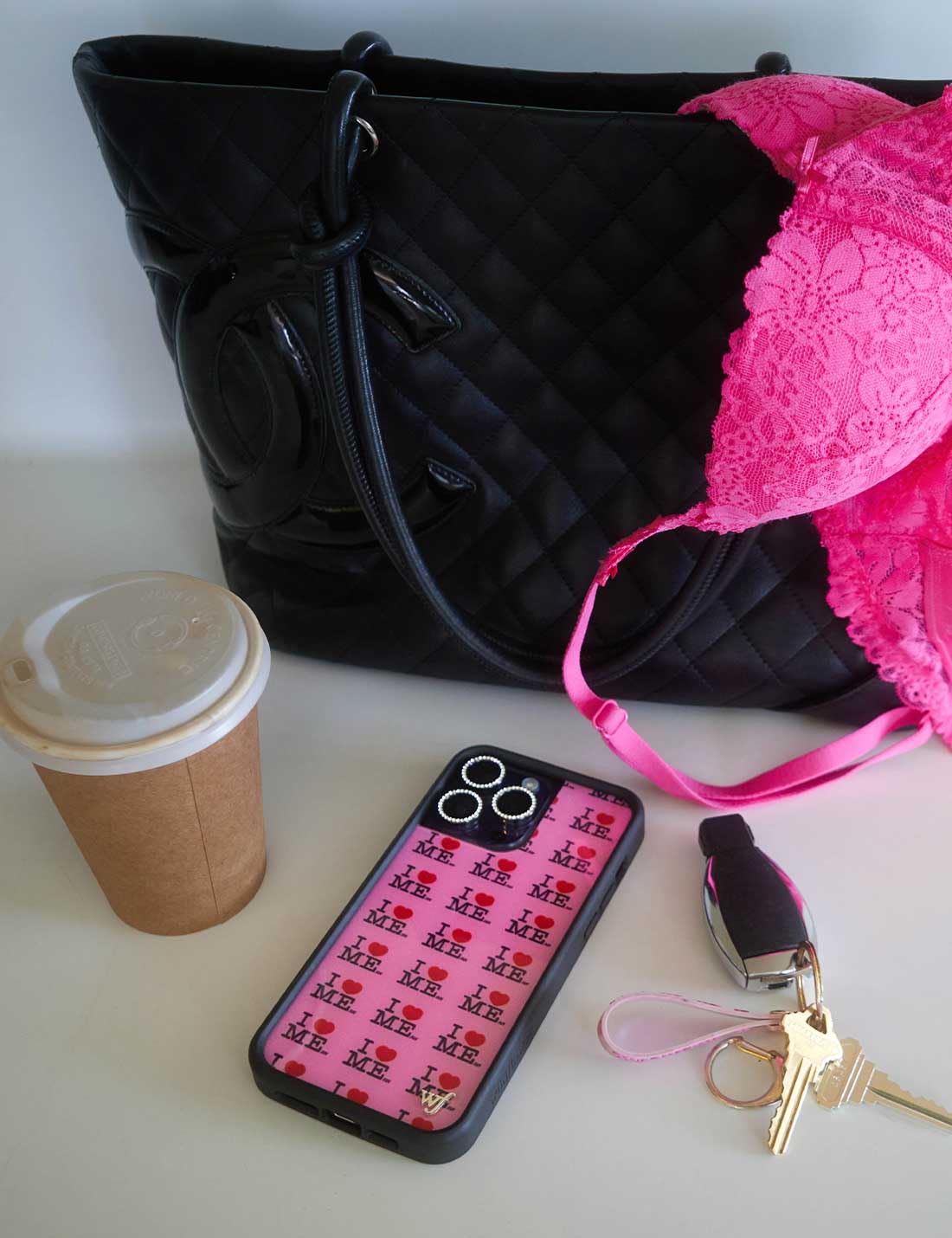 Wildflower Cases - Compatible with iPhone 17 Pro | Protective Black Bumper, 6.5ft Drop Test Certified, Small Business | Pink Hearts Love Dainty Cute