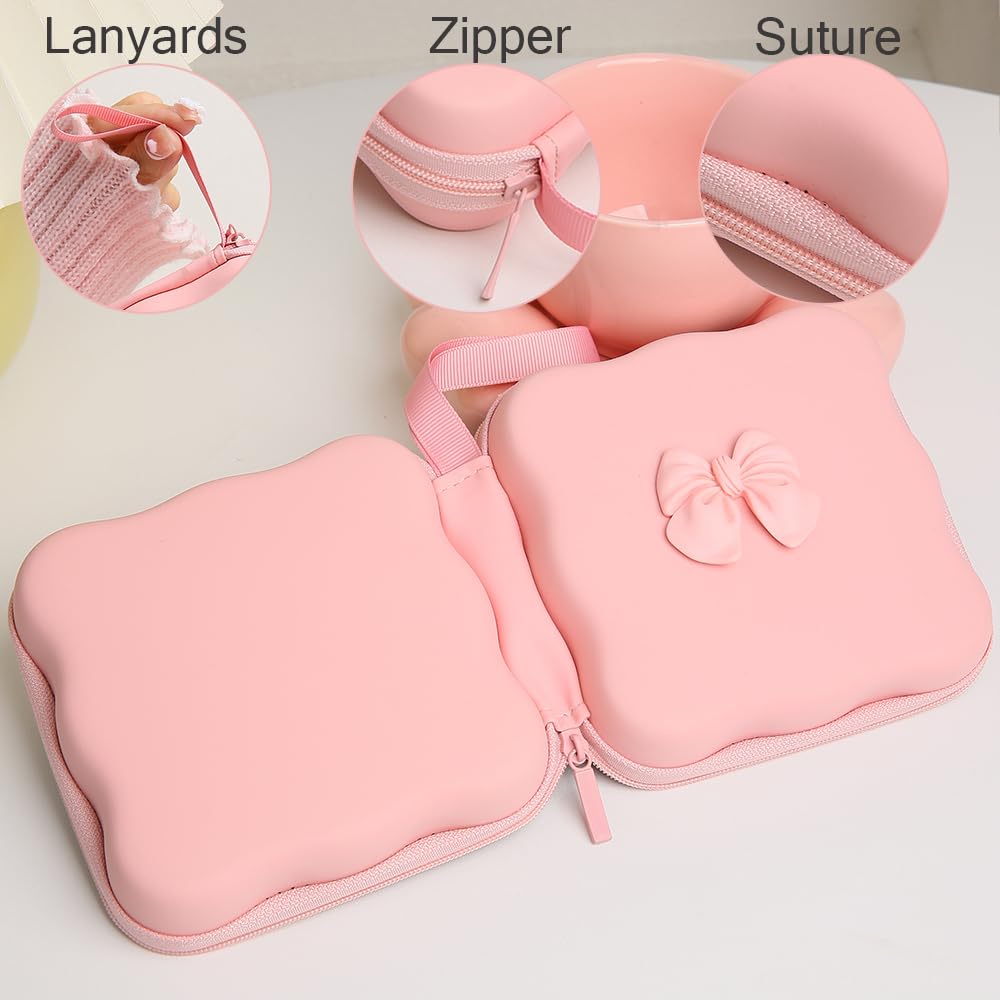 QLD COVER Charger Cover Storage Bag, Cute 3D Bow Tie Waves Design Charger Protector Travel Storage Case, Earphone Wire Saver Cable Cord Organizer