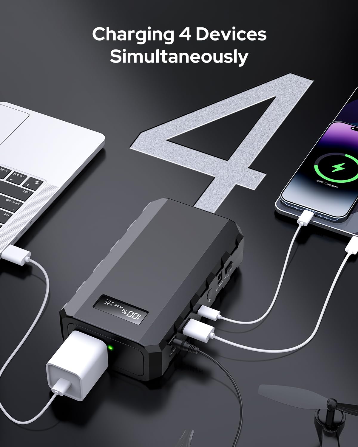 Apowking Power Bank with AC Outlet, 65W Portable Laptop Battery Bank Fast Charging, 88.8Wh 24000mah Power Station for Outdoor Camping PowerBank Travel