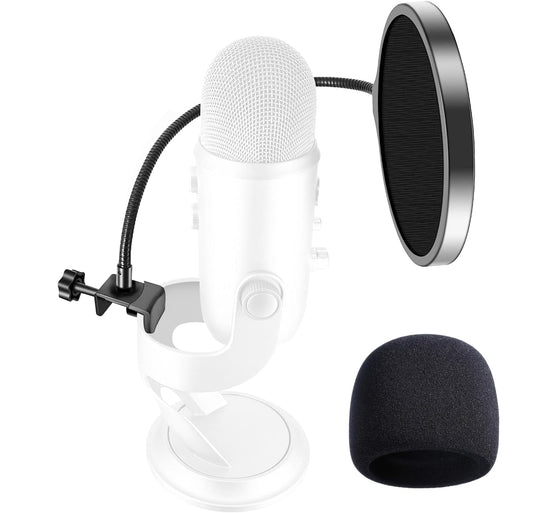 Etour Yeti Microphone Pop Filter with Foam Windscreen [Custom Built for Blue Yeti Mic] 5.8 inch Diam 2 Layers high Density Pop Filter for Mic Cover