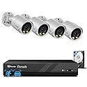 PANOOB PoE Security Camera System, 4X 5MP Wired Home Bullet IP Cameras Built-in microphone, Human Vehicle Detection, Smart Color Night Vision, 8