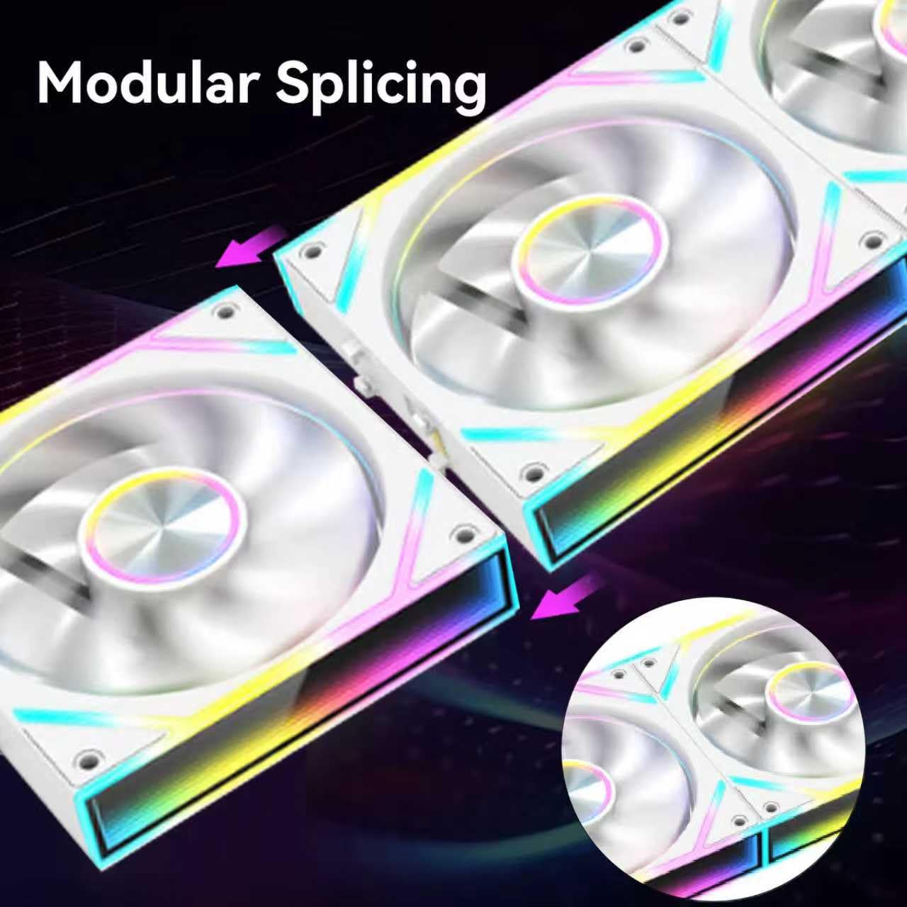 Coyoyc 3PCS ARGB Infinity Mirror Fans 120MM Case Fan 9 Blades Build Splicing Fanes Noise Silicone Pads & Hydro Bearing Forward Blade Design for Cooler
